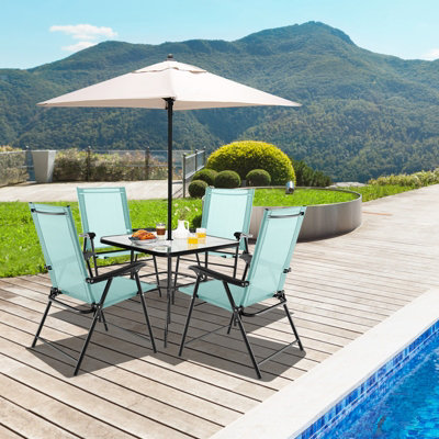 Costway Set of 4 Patio Folding Dining Chairs Outdoor Portable Sling Back Chairs - 4