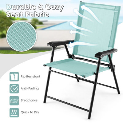 Costway Set of 4 Patio Folding Dining Chairs Outdoor Portable Sling Back Chairs - 5