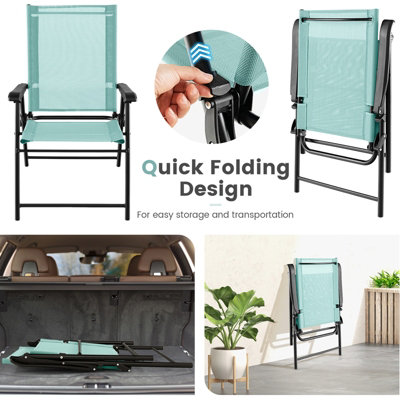 Costway Set of 4 Patio Folding Dining Chairs Outdoor Portable Sling Back Chairs - 6