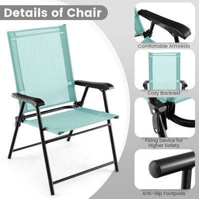 Costway Set of 4 Patio Folding Dining Chairs Outdoor Portable Sling Back Chairs - 7