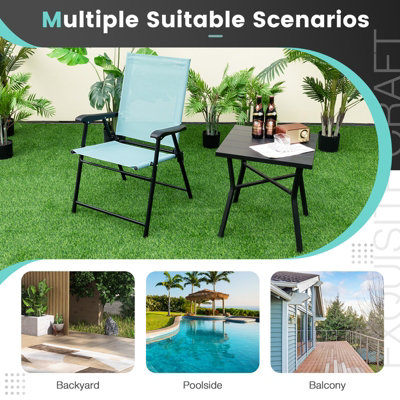 Costway Set of 4 Patio Folding Dining Chairs Outdoor Portable Sling Back Chairs - 8