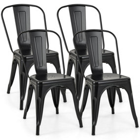 Costway Set of 4 Stackable Dinning Chairs Industrial Metal Bar Stools w/ Removable Backrest