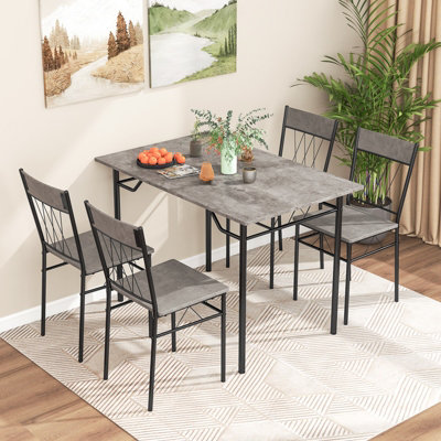COSTWAY Set of 5 Dining Table Chairs Set 110 x 70 cm Rectangular Kitchen Table for 4