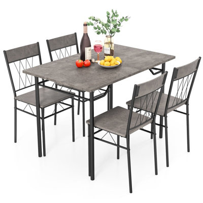 COSTWAY Set of 5 Dining Table Chairs Set 110 x 70 cm Rectangular Kitchen Table for 4