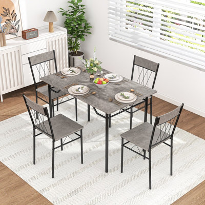 COSTWAY Set of 5 Dining Table Chairs Set 110 x 70 cm Rectangular Kitchen Table for 4