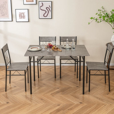 COSTWAY Set of 5 Dining Table Chairs Set 110 x 70 cm Rectangular Kitchen Table for 4