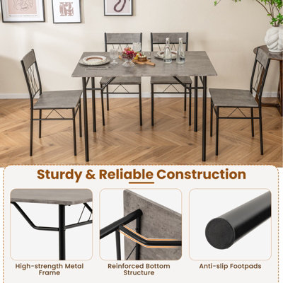 COSTWAY Set of 5 Dining Table Chairs Set 110 x 70 cm Rectangular Kitchen Table for 4