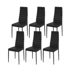 Costway Set of 6 Dining Chairs Padded Seat High Back Dining Side Chairs PVC Leather