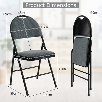 Costway Set of 6 Folding Fabric Chair Padded Kitchen Dining Seat Portable Guest Chair