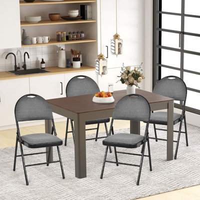 Costway Set of 6 Folding Fabric Chair Padded Kitchen Dining Seat Portable Guest Chair