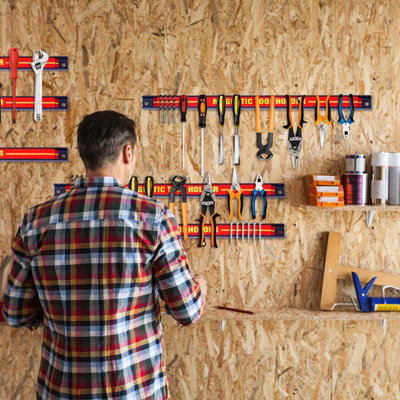 Costway Set of 6 Magnetic Tool Strip Holder Garage Rail Wall Mounted Bits Storage Rack - 3