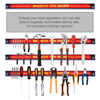 Costway Set of 6 Magnetic Tool Strip Holder Garage Rail Wall Mounted Bits Storage Rack - 7