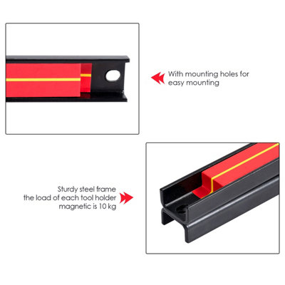 Costway Set of 6 Magnetic Tool Strip Holder Garage Rail Wall Mounted Bits Storage Rack - 8