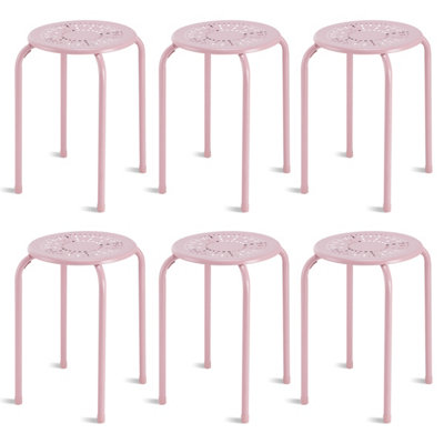 Costway Set of 6 Metal Stacking Stools Round Nesting Bar Stool W/ X ...
