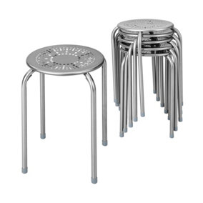 Costway Set of 6 Metal Stacking Stools Round Nesting Bar Stool with X-shape Connection