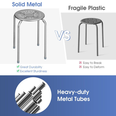 Costway Set of 6 Metal Stacking Stools Round Nesting Bar Stool with X ...