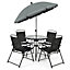 Costway Set of 6 Patio Furniture Set Garden Coffee Table and 4 Folding Chair w/ Umbrella