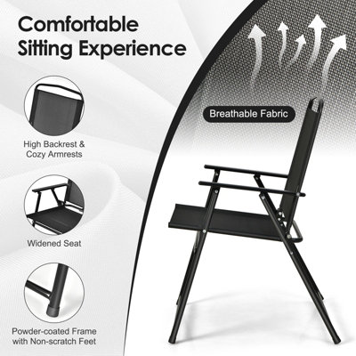 Costway Set of 6 Patio Furniture Set Garden Coffee Table and 4 Folding Chair w/ Umbrella - 6