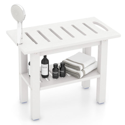 Costway Shower Bench for Inside Shower Waterproof HDPE Bath Stool-White