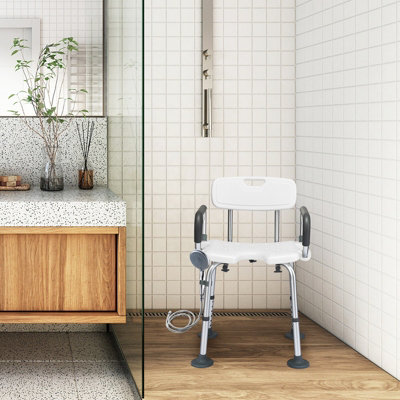Costway Shower Chair Matel Frame Height Adjustable Non-Slip w