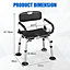Costway Shower Chair Matel Frame Height Adjustable Non-Slip w/ Removable Back Arms Cutout 100KG