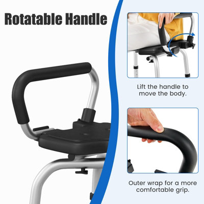 Costway Shower Chair Matel Frame Height Adjustable Non-Slip w/ Removable Back Arms Cutout 100KG - 7