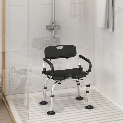 Costway Shower Chair Matel Frame Height Adjustable Non-Slip w/ Removable Back Arms Cutout 100KG - 8