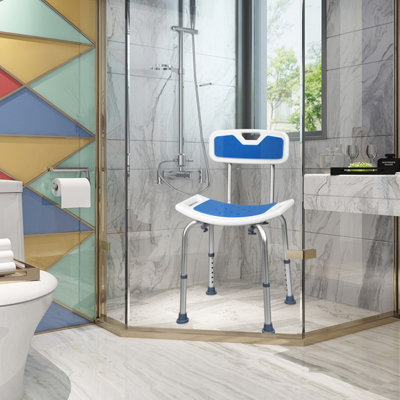 Costway Shower Chair with Padded Back & Handles Anti-Slip Bathtub Chair - 3