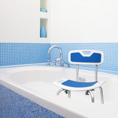 Costway Shower Chair with Padded Back & Handles Anti-Slip Bathtub Chair - 5