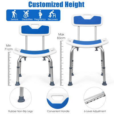 Costway Shower Chair with Padded Back & Handles Anti-Slip Bathtub Chair - 6