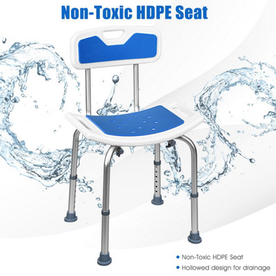 Costway Shower Chair with Padded Back & Handles Anti-Slip Bathtub Chair - 7