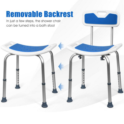 Costway Shower Chair with Padded Back & Handles Anti-Slip Bathtub Chair - 8