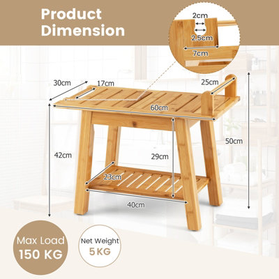 Costway Shower Seat Bench Bathroom Seat Stool Elderly Disabled 2-Tier Organizer Stool