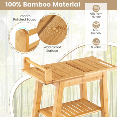 Costway Shower Seat Bench Bathroom Seat Stool Elderly Disabled 2-Tier Organizer Stool - 3