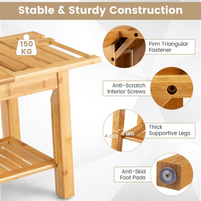 Costway Shower Seat Bench Bathroom Seat Stool Elderly Disabled 2-Tier Organizer Stool - 4