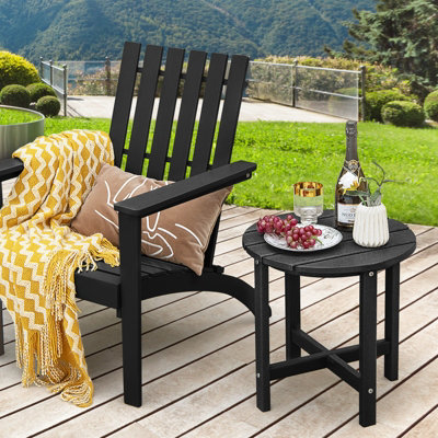 Costway Side Table Solid Indoor Outdoor Garden Patio HDPE Adirondack Round End Table - 4
