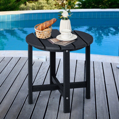 Costway Side Table Solid Indoor Outdoor Garden Patio HDPE Adirondack Round End Table - 5