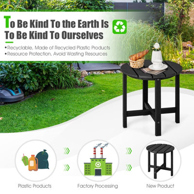 Costway Side Table Solid Indoor Outdoor Garden Patio HDPE Adirondack Round End Table - 8