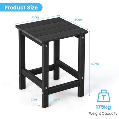Costway Side Table Solid Indoor Outdoor Garden Patio HDPE Adirondack Square End Table