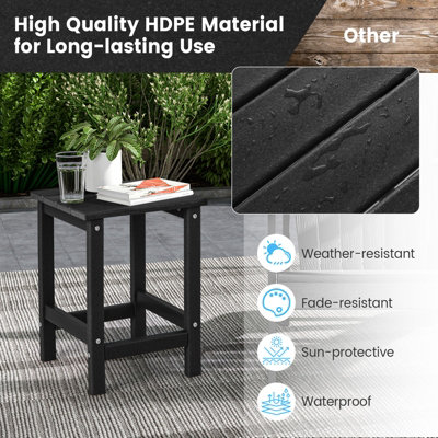 Costway Side Table Solid Indoor Outdoor Garden Patio HDPE Adirondack Square End Table - 5