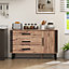 Costway Sideboard Buffet Cabinet 3 Drawers Credenza Storage Cabinet Kitchen Console Table