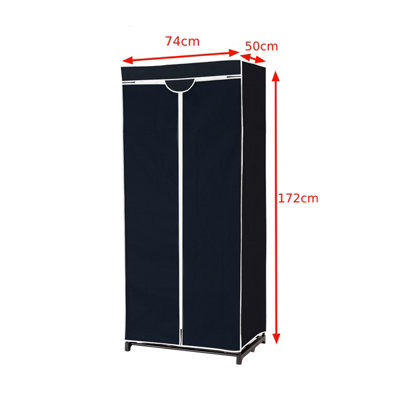 Costway Single Fabric Wardrobe Folding Clothes Closet with Hanging Rail & Zippers