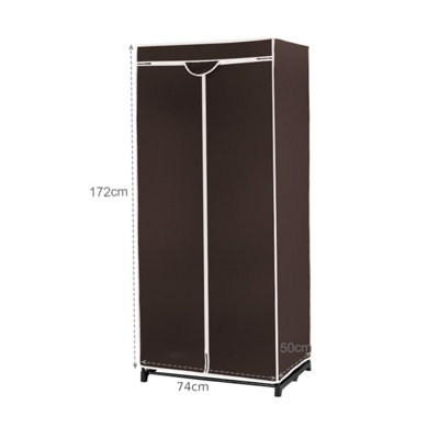 Costway Single Fabric Wardrobe Folding Clothes Closet with Hanging Rail & Zippers