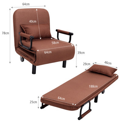 Single Folding Sofa Bed Chair Modern Fabric Sleep Function Holder W/ Pillow  Blue