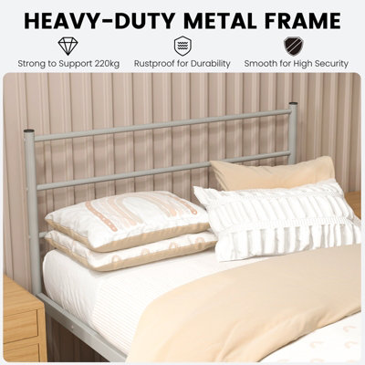 Costway Single Metal Bed Frame Heavy duty Slatted Platform Bed w Headboard Footboard No Box