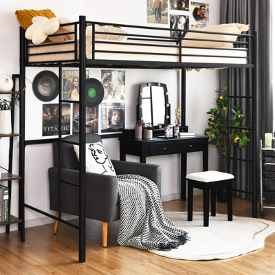 Black twin loft on sale bed with desk