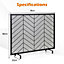 Costway Single Panel Fireplace Screen Solid Wrought Iron Mesh Fire Spark Guard Protect