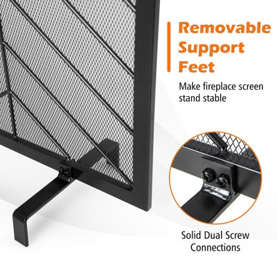 Costway Single Panel Fireplace Screen Solid Wrought Iron Mesh Fire Spark Guard Protect - 7