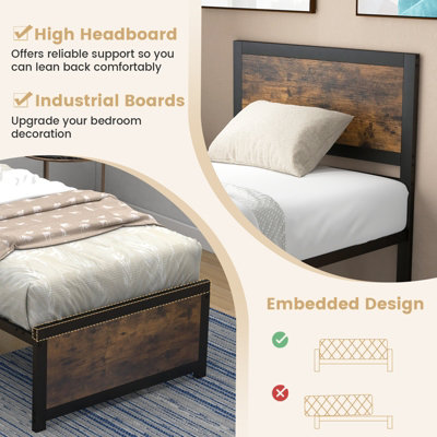 Heavy duty platform bed frame queen discount