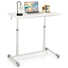 Costway Sit-Stand Gas-Rod Lifting Desk with 4 Wheels